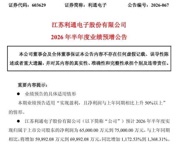 利通电子业绩公告