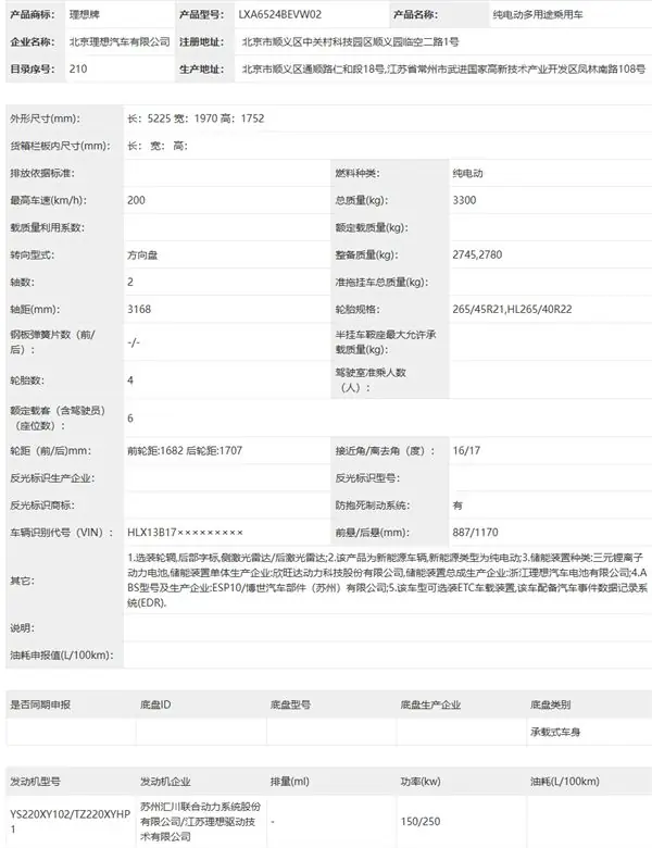 理想i9尾部申报图